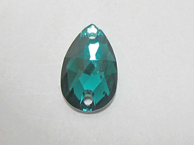 12 pcs. PEAR 12X7mm EMERALD SEW ON FLATBACK STAR BRIGHT Rhinestones